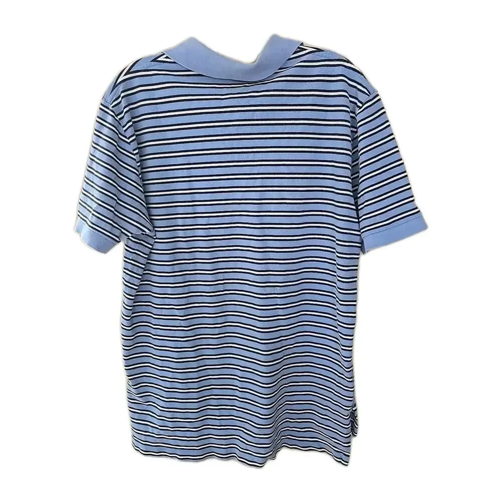 Polo Ralph‎ Lauren Blue Striped Short Sleeve Preppy Polo Shirt Men's Size Large